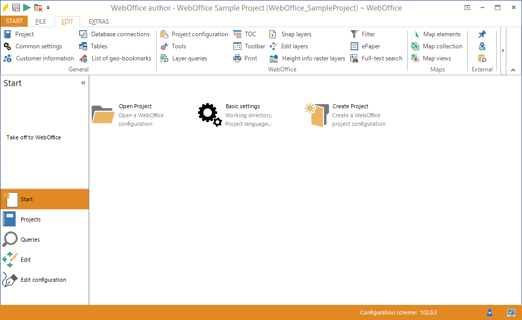 WebOffice author stack menu Start