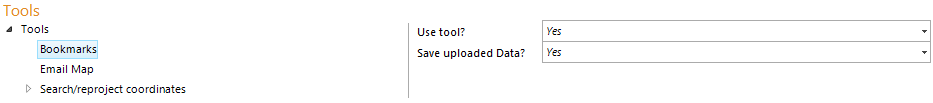 Bookmarks tool configuration