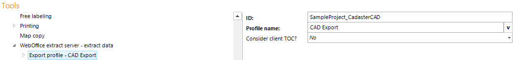 Export profiles configuration
