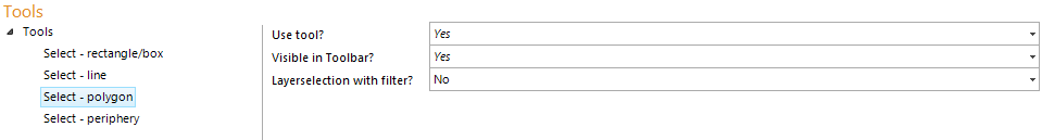 Select Area tool configuration
