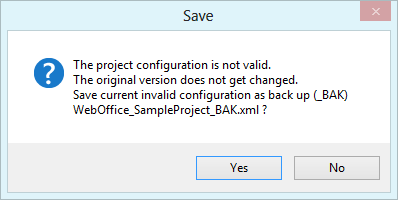 WebOffice author Save dialog - back up invalid configuration