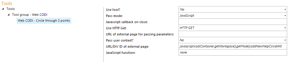 Configuration - Web CODI Circle through 3 points