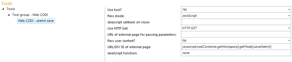 Configuration - Web CODI Sketch save