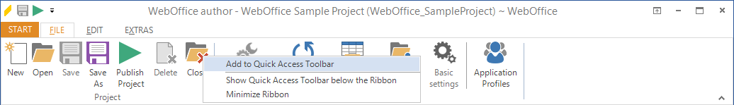 Add an item to the quick access toolbar