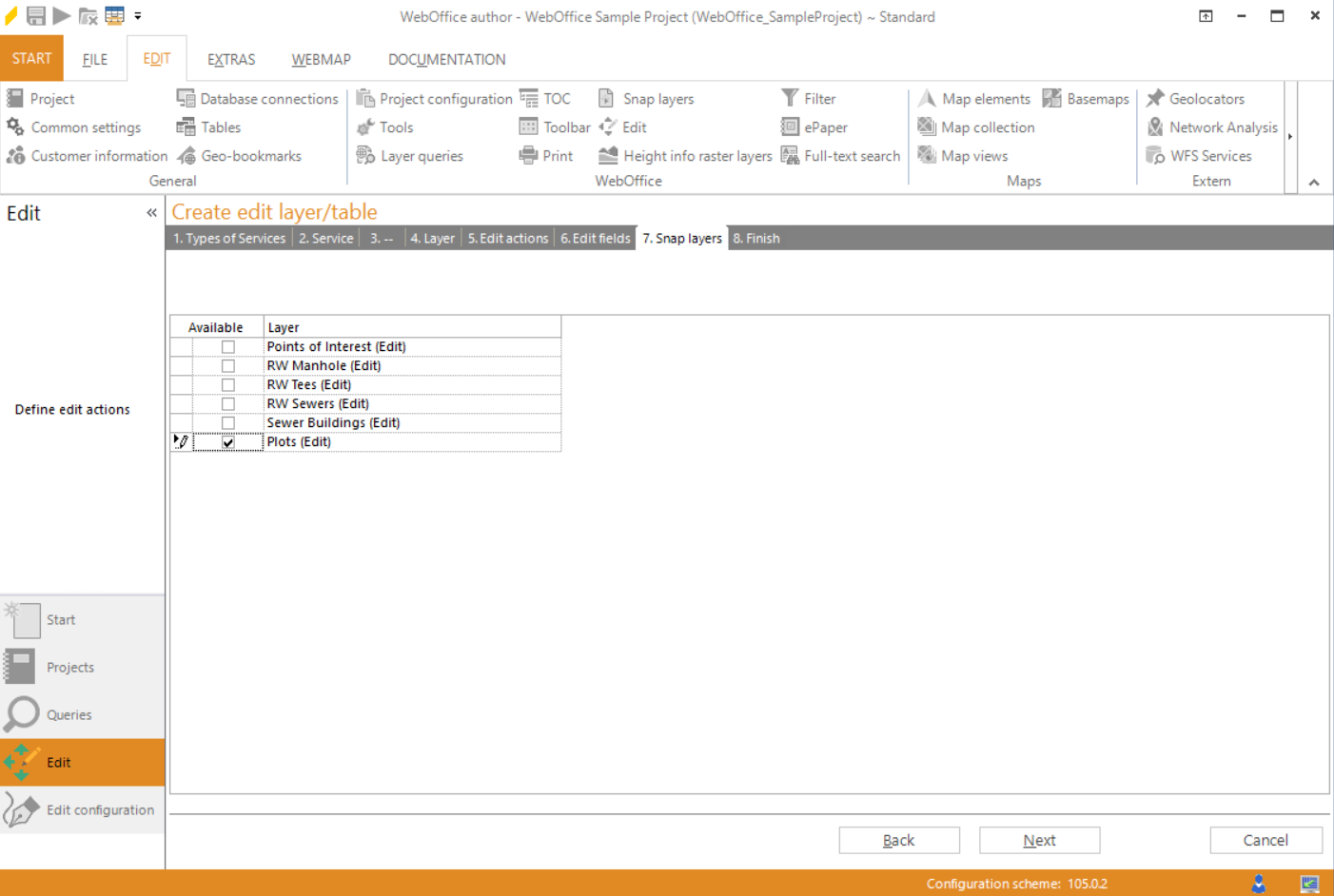 Wizard "Create edit layer/table" - snap layers