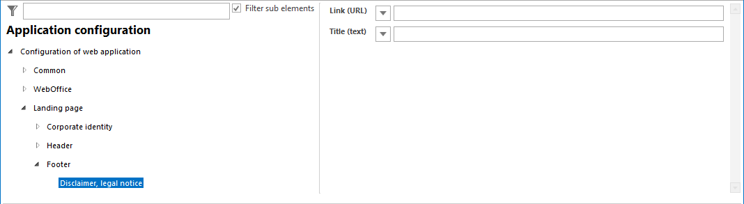 Configuration footer - disclaimer, legal notice