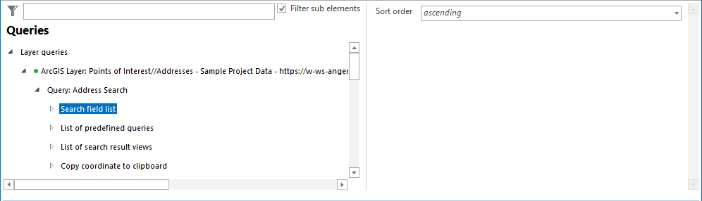 Search field list configuration