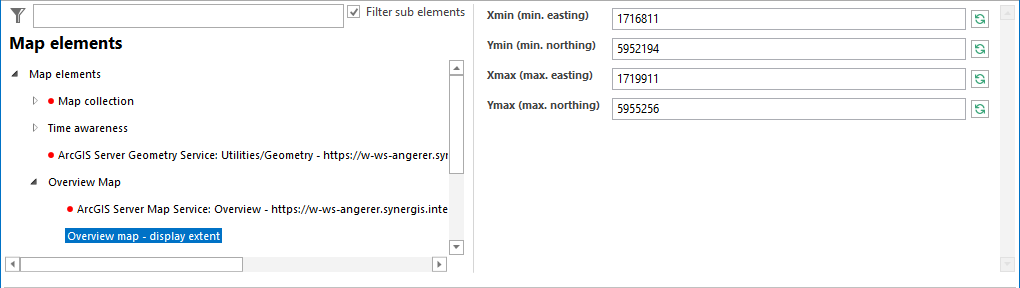 Overview map - display extent configuration Overview map - display extent configuration