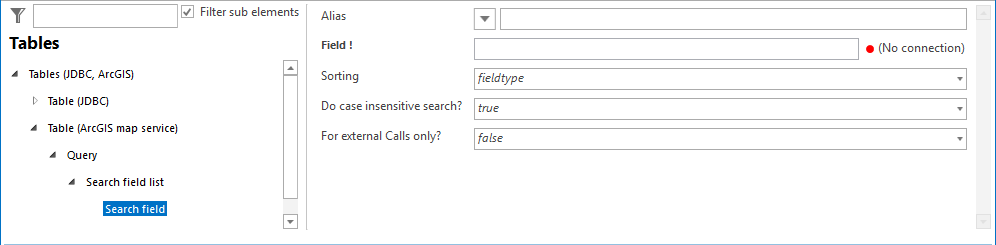 Search field list and search field