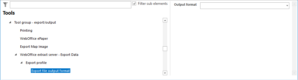 Export file output formats configuration