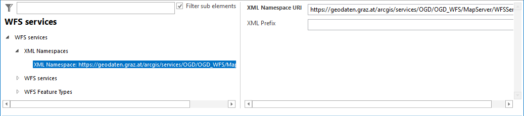 XML namespace of WFS service configuration