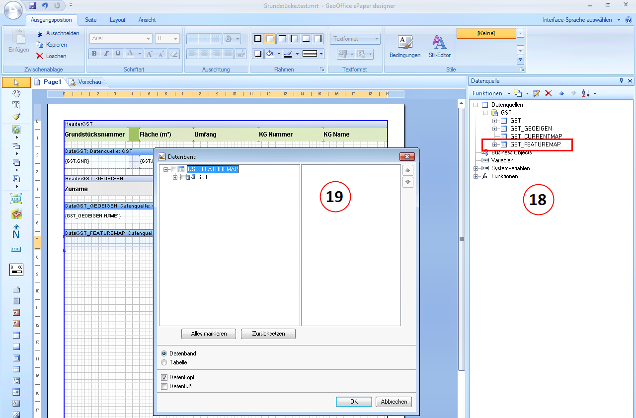 Featue Map Datenband hinzufügen