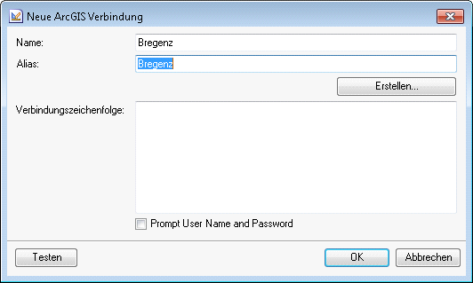 Neue ArcGIS Verbindung aufbauen Neue ArcGIS Verbindung aufbauen