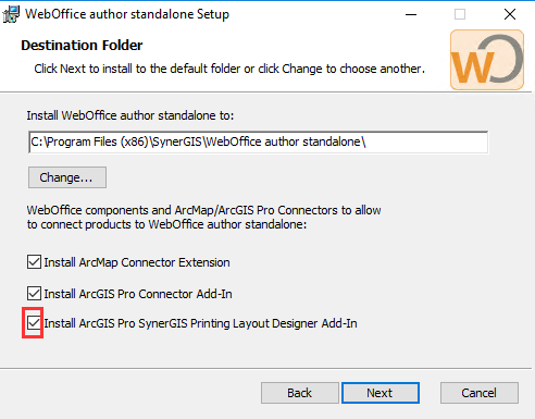WebOffice author standalone Setup - Installation Layout Designer