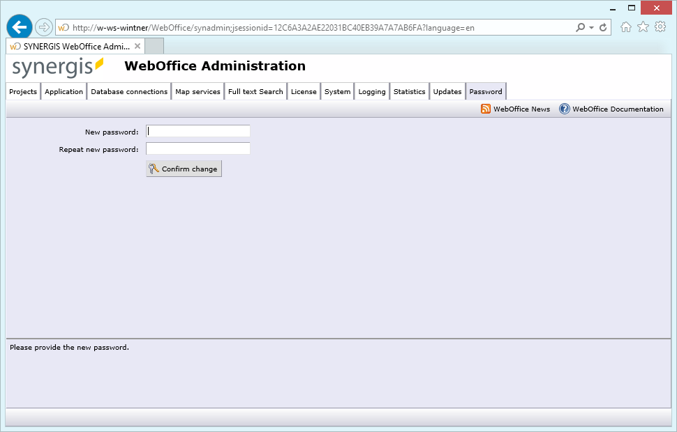 Change password tab Change password tab