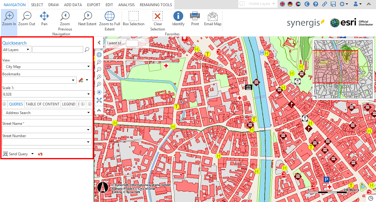 Position of the project center in the WebOffice core client Position of the project center in the WebOffice core client