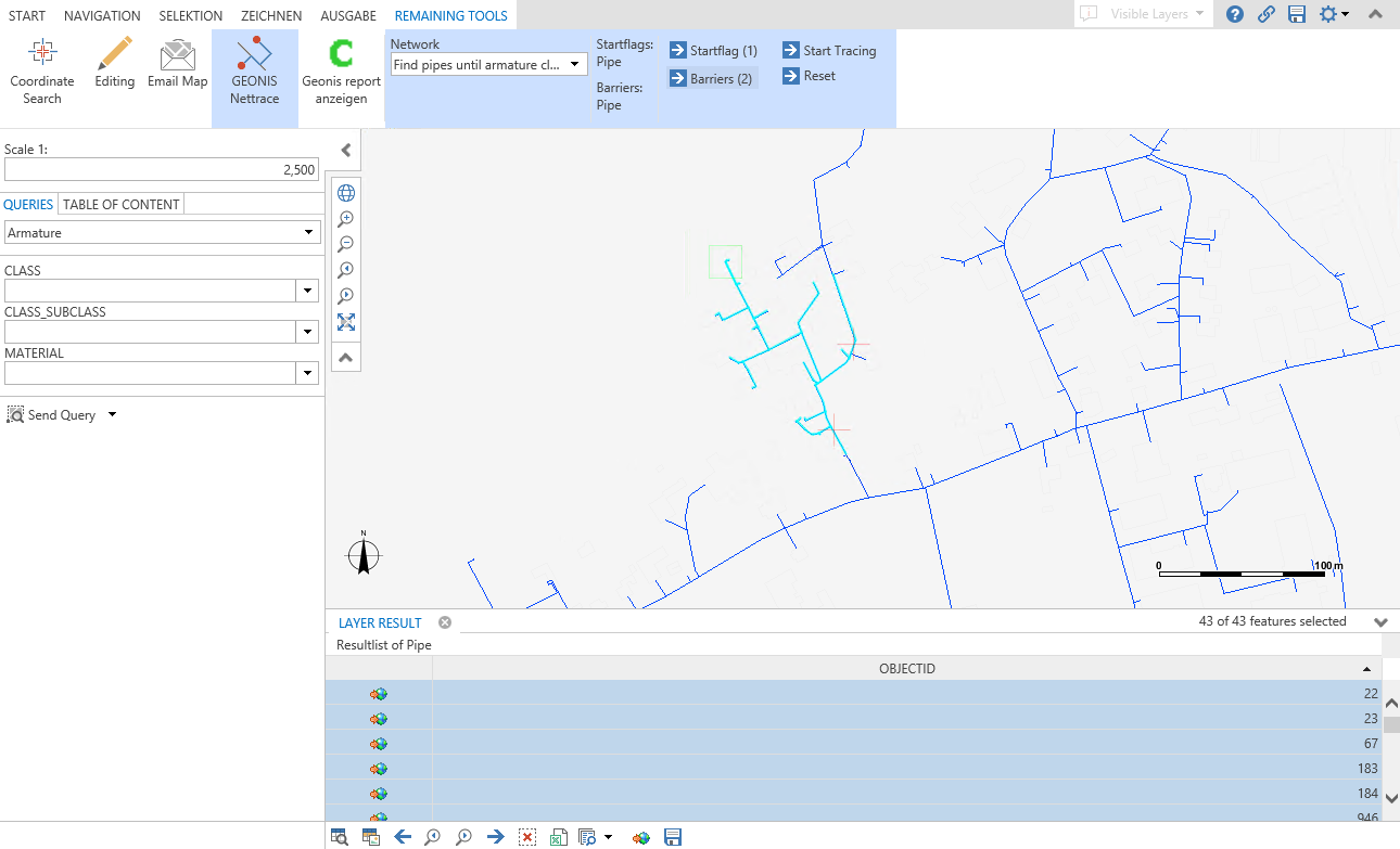 Result of a GEONIS Net Trace in the WebOffice core client