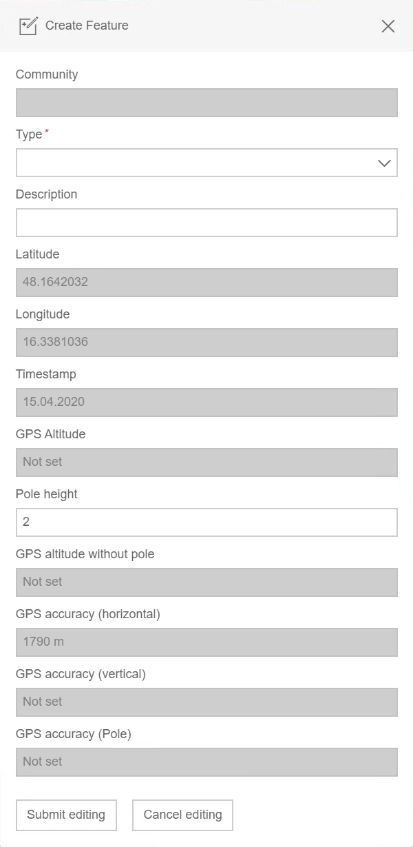 Edit form in the WebOffice flex client using GPS attributes Edit form in the WebOffice flex client using GPS attributes