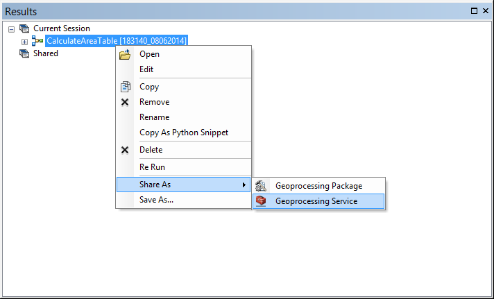 Publish the geoprocessing result Publish the geoprocessing result