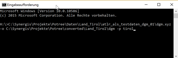 Convertion of 3D laser data to a webbased application via the command window of PotreeConverter Convertion of 3D laser data to a webbased application via the command window of PotreeConverter