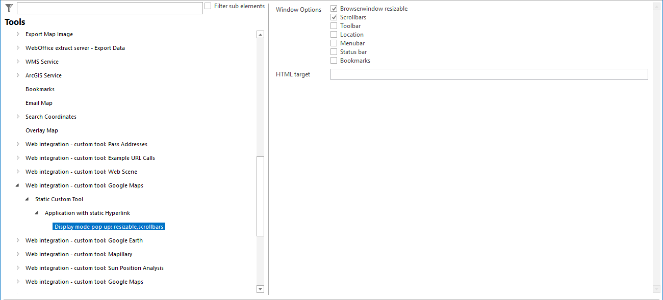 Configuring display mode pop up for Google Maps © Call&nbsp;