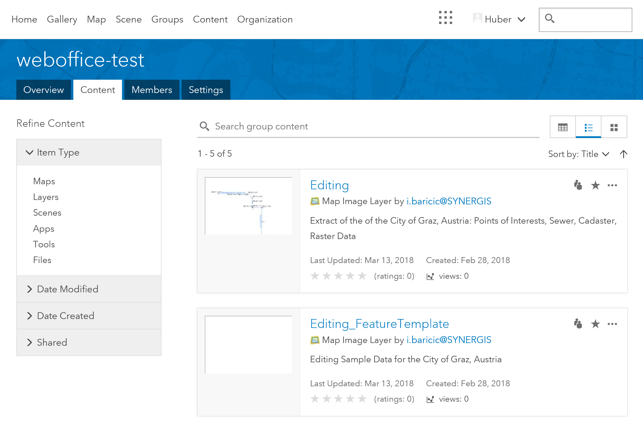 Group content that is visible to the logged on portal user
