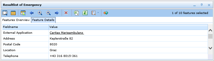 Feature details of one object