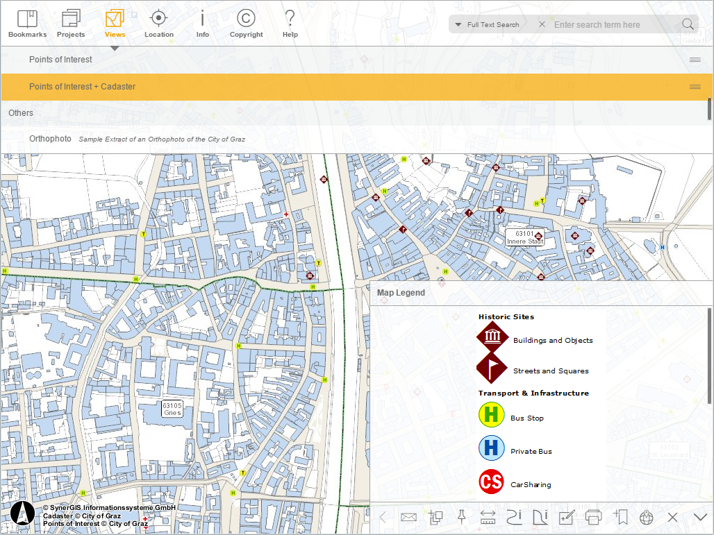 Legend above the lower toolbar - tablet mode Legend above the lower toolbar - tablet mode