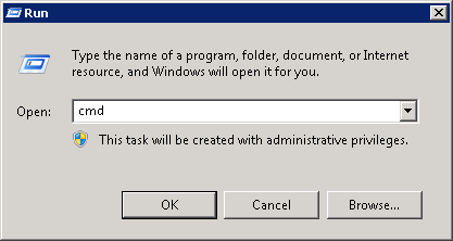 Start menu > Run > cmd Start menu > Run > cmd