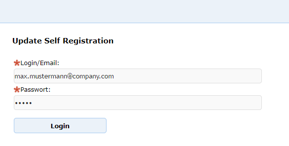 Update user data - login