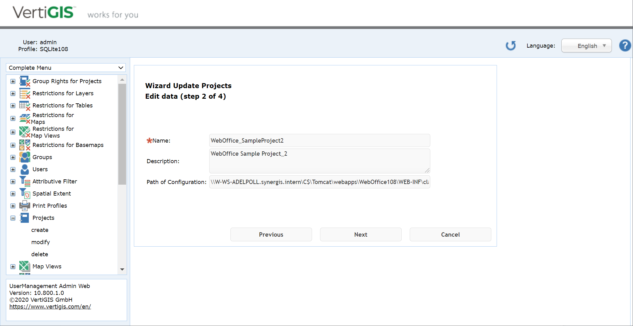 Modify a project - step 2 Modify a project - step 2