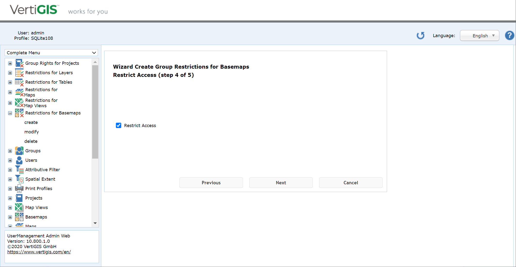 Create restrictions for basemaps - step 4