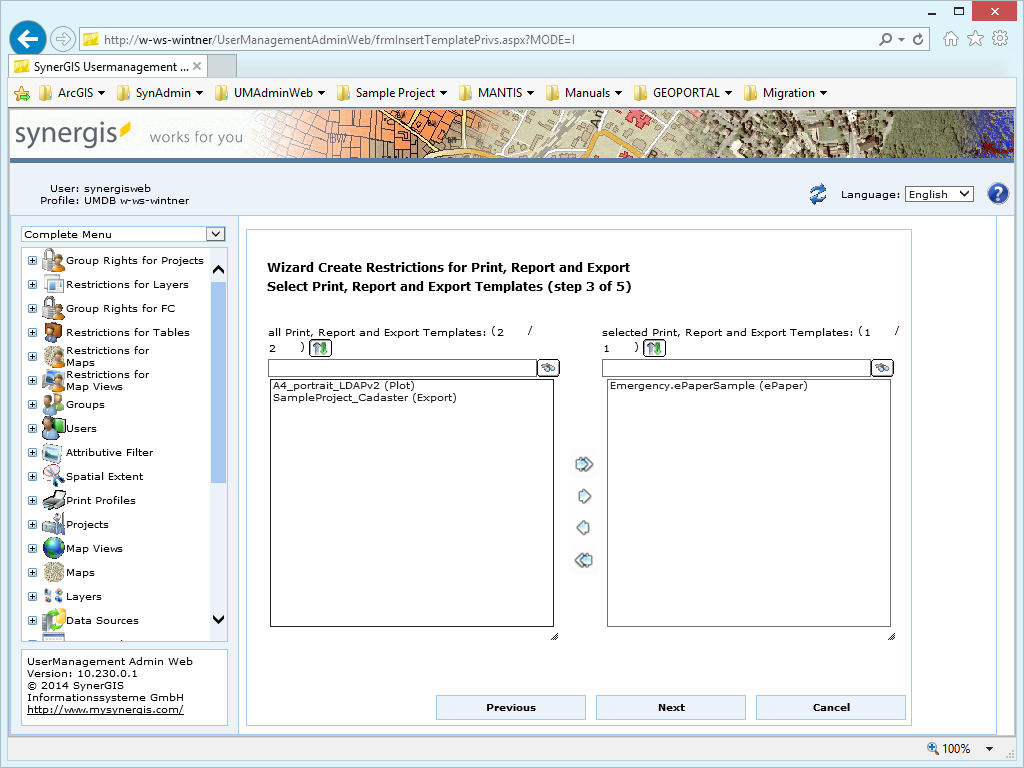 Create restrictions for print, report and export - step 3