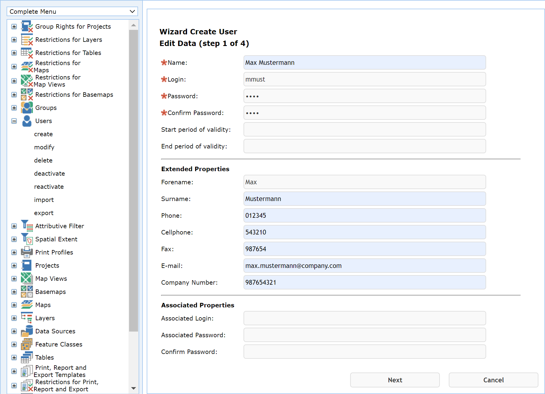 create user - step 1 create user - step 1