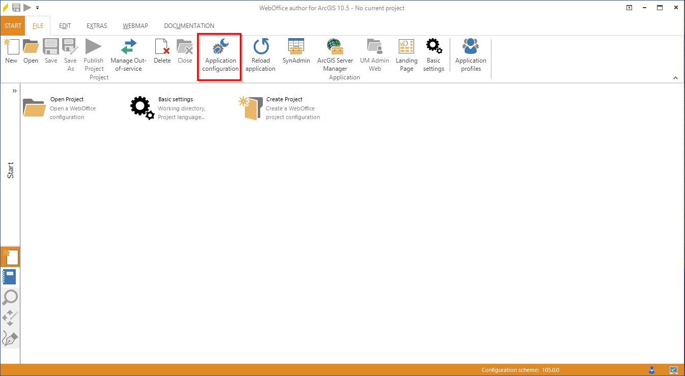 Open the application configuration Open the application configuration