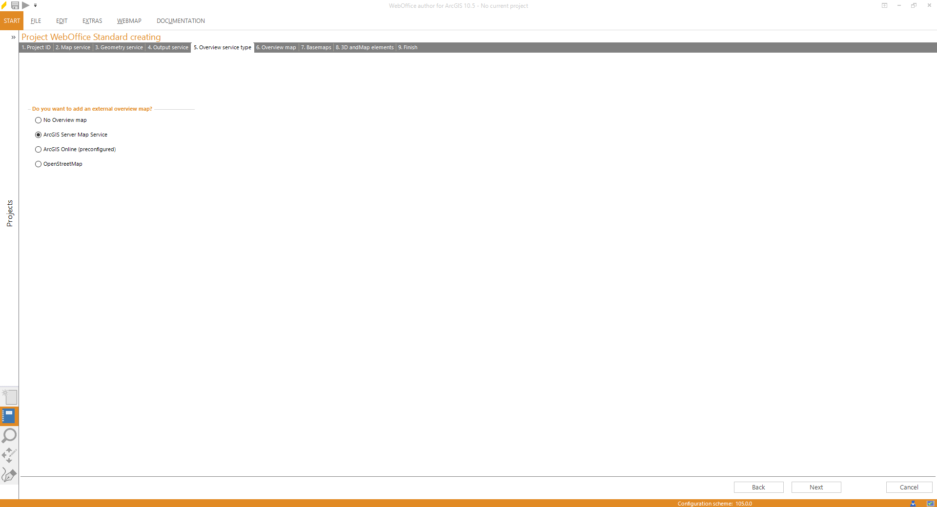 Wizard "Projekt erstellen" - Übersichtskartentyp Wizard "Projekt erstellen" - Übersichtskartentyp