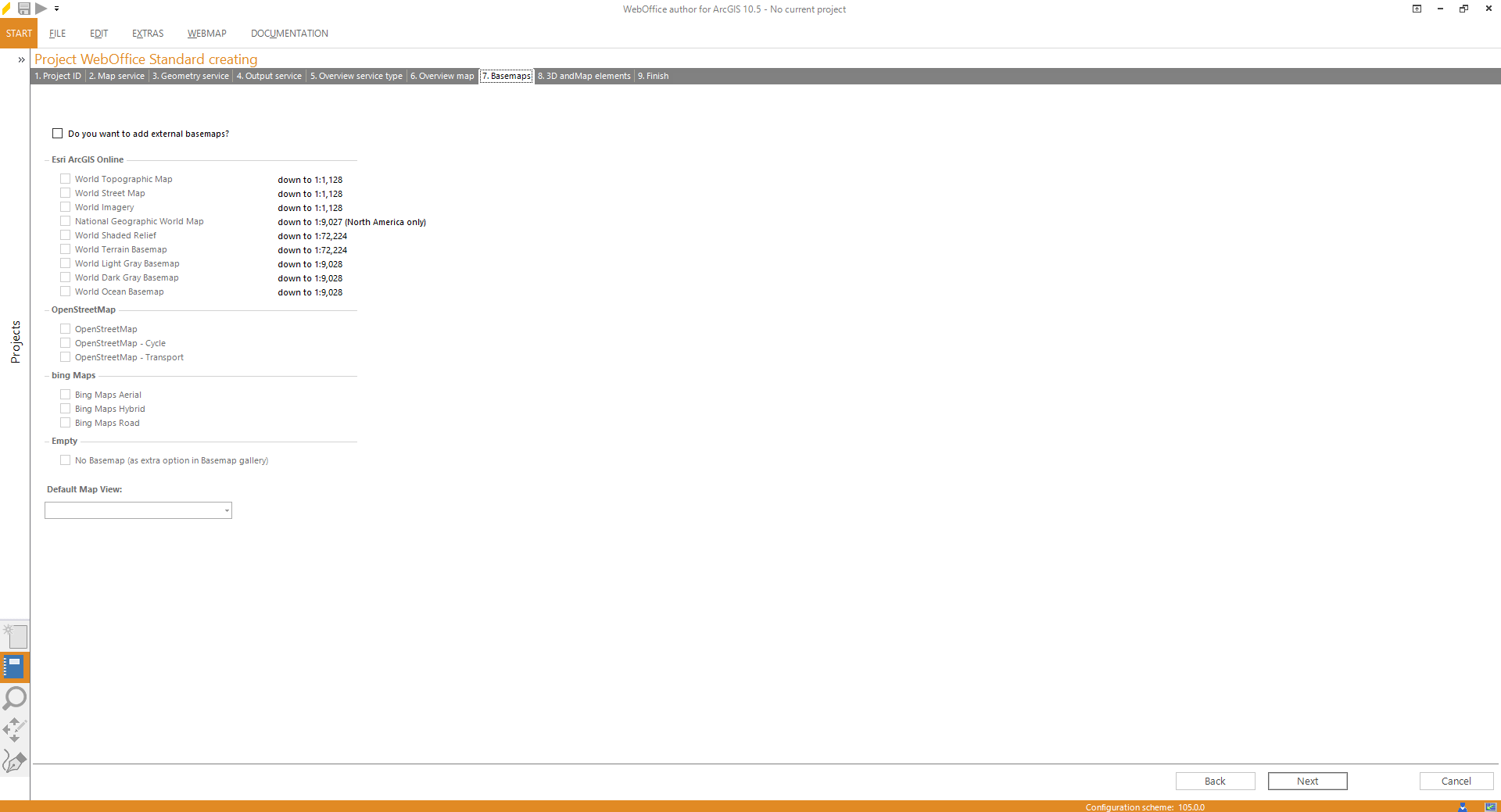 Wizard "Create Project" - basemap Wizard "Create Project" - basemap