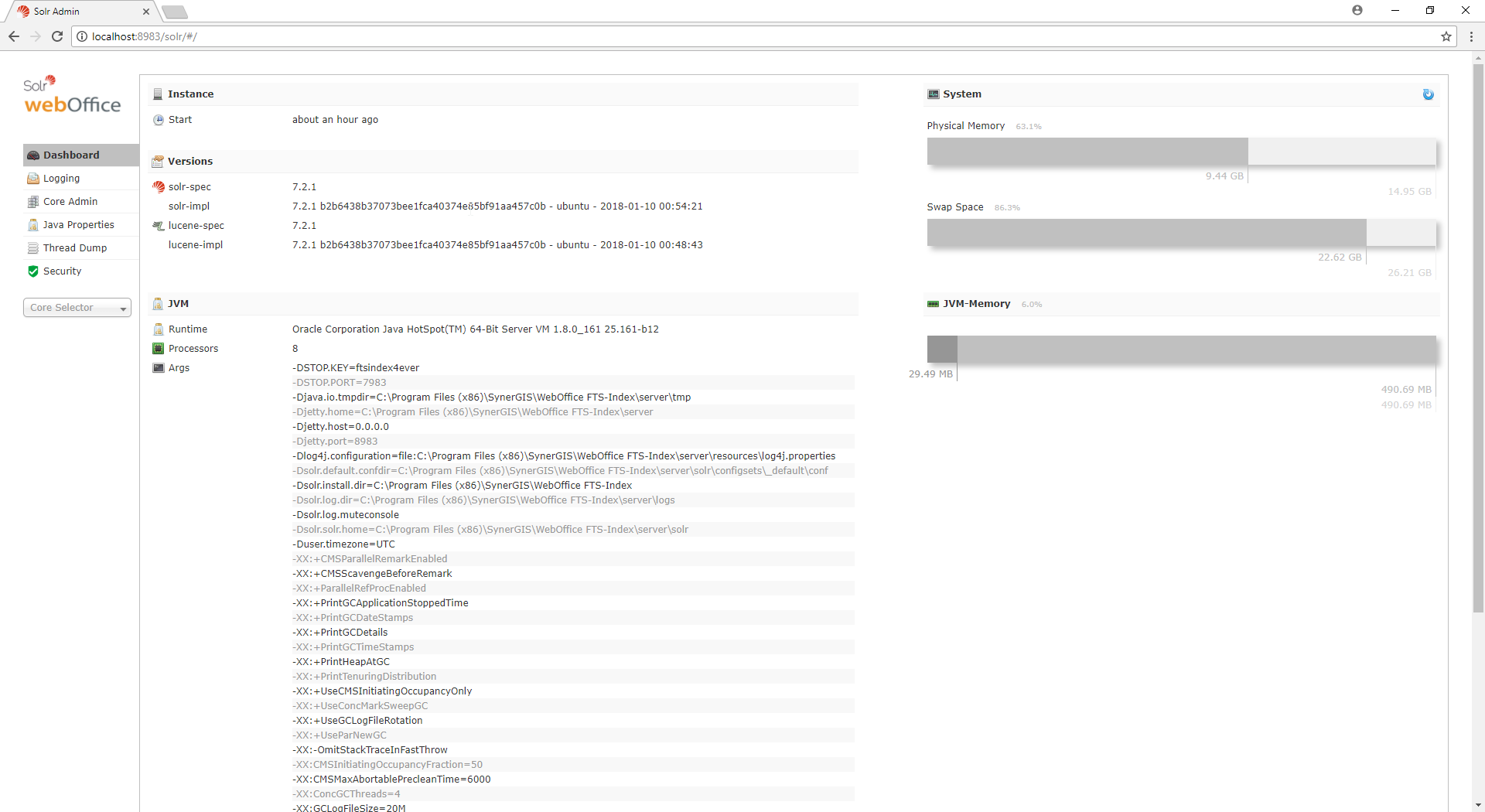 Web-Admin Interface von Solr Web-Admin Interface von Solr