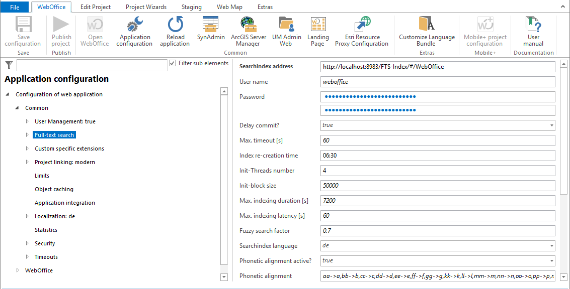 Konfiguration der Volltextsuche in der WebOffice Anwendungskonfiguration Konfiguration der Volltextsuche in der WebOffice Anwendungskonfiguration