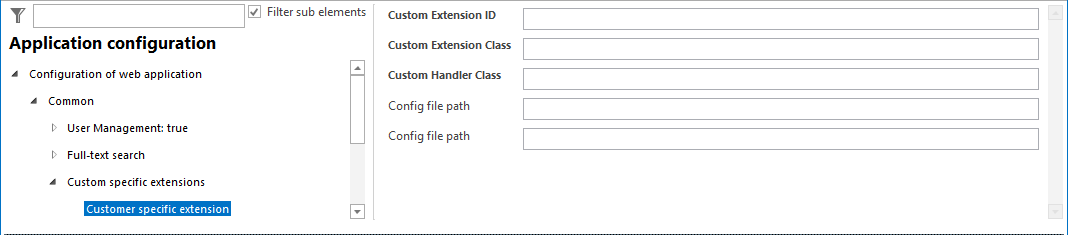 Custom specific extensions configuration Custom specific extensions configuration