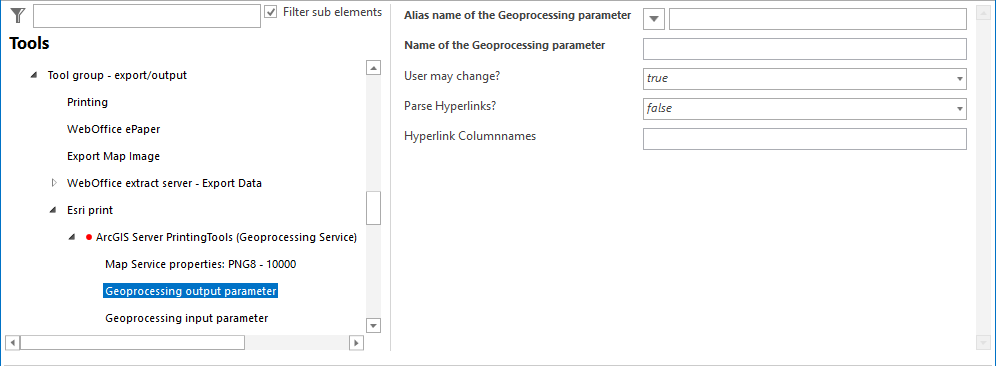 Geoprocessing output parameter configuration
