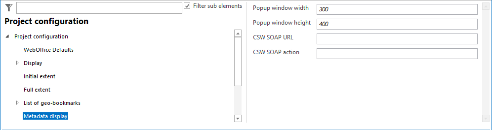 &nbsp;Metadata display configuration