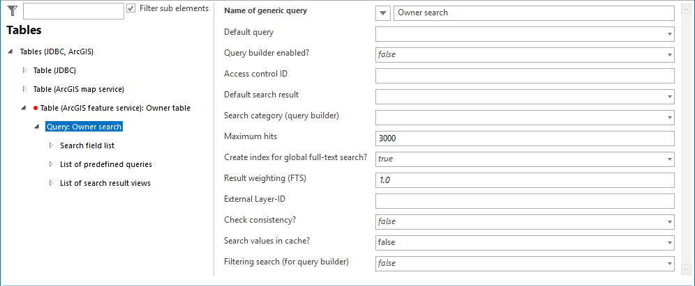 Table query configuration (ArcGIS Feature Service) Table query configuration (ArcGIS Feature Service)