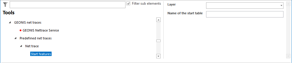 GEONIS net trace start feature configuration