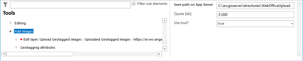 Upload geotagged images tool configuration Upload geotagged images tool configuration
