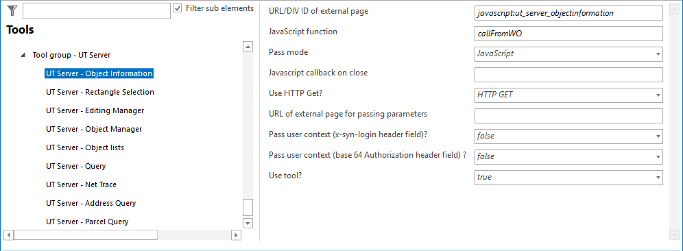 Configuration - UT Server Object information Configuration - UT Server Object information
