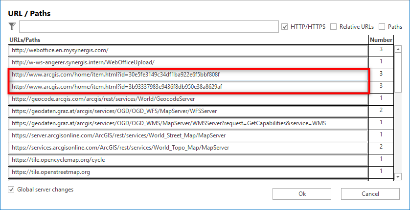 URL function dialog with the bottom two URLs deriving from a multilingual attribute URL function dialog with the bottom two URLs deriving from a multilingual attribute
