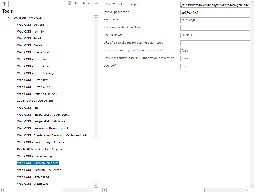 Configuration - Web CODI Calculate Area Size Configuration - Web CODI Calculate Area Size