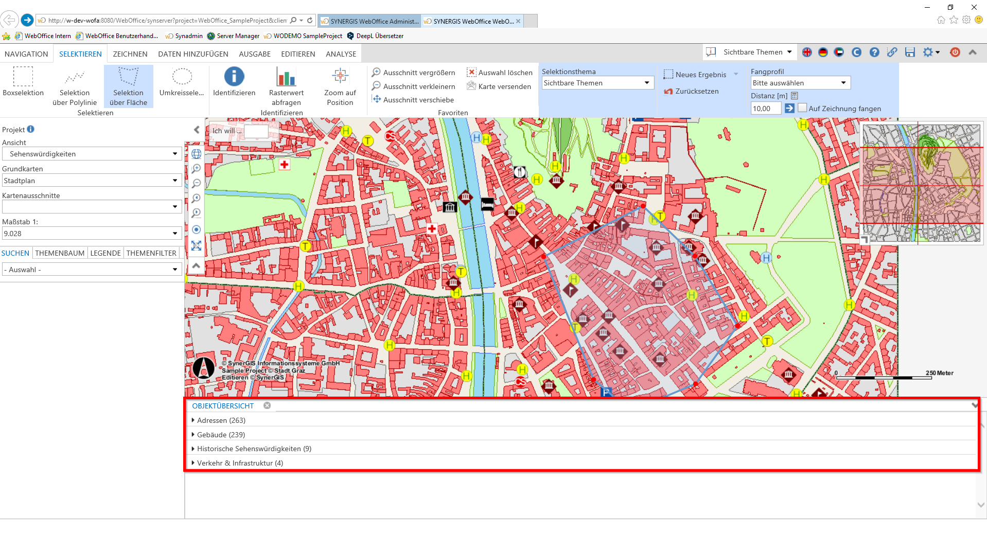 Objektübersicht zur Repräsentation der Mehrfachselektion 