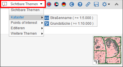 Maptip Layerauswahl mit konfigurierten Layer-Kategorien